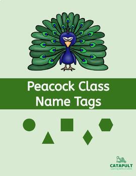 Preview of Student Name Tags & Labels Pack - Peacock Class