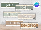 Student Name Tags Neutral Greenery Colors | Neutral Serene