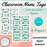Student Name Tags | Succulents | Editable Document | Canva