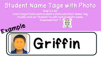 Preview of Student Name Tags with Photos