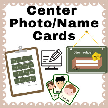 Preview of Student Name and Picture Center Cards | EDITABLE