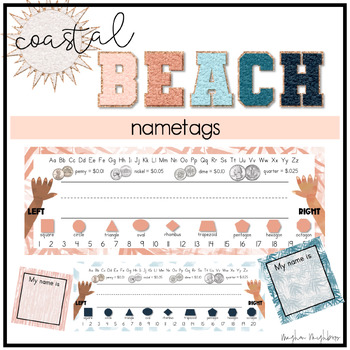 Preview of Student Name tags >> Coastal Beach Collection