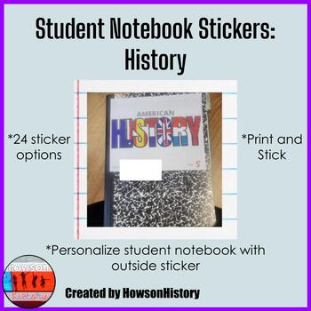 Preview of Student Notebook Label Stickers History