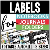Student Notebook Labels