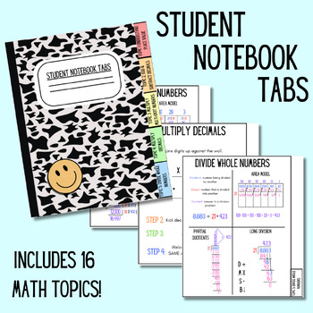 Preview of Student Notebook Math Tabs- aligned to EnVision Resource!