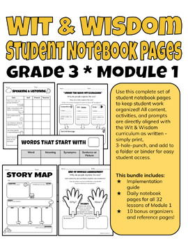 Preview of Student Notebook Pages - Wit & Wisdom - Grade 3 Module 1 - NO PREP