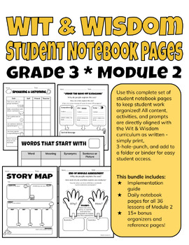 Preview of Student Notebook Pages - Wit & Wisdom - Grade 3 Module 2 - NO PREP