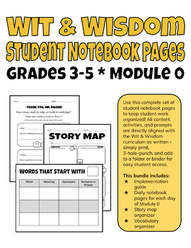 Preview of Student Notebook Pages - Wit & Wisdom - Grades 3-5 Module 0 - NO PREP