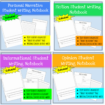Preview of Student Notebook Writing Organizer Bundle