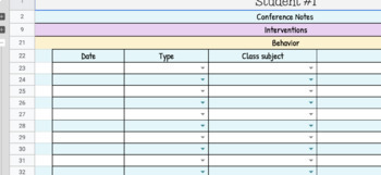 Preview of Student Notes/Data Tracker