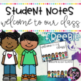 Welcome to our School Student Notes| FREEBIE