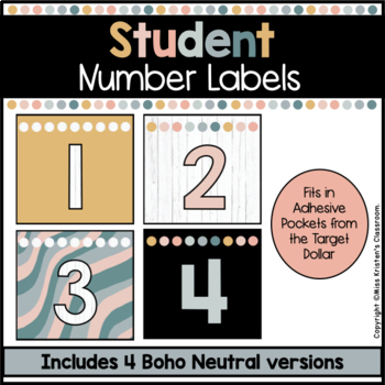 Preview of Student Number Labels - Boho Neutral