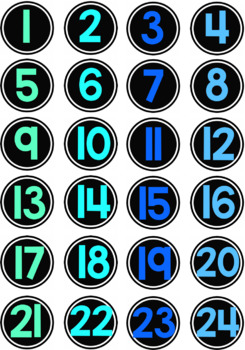 Preview of Student Numbers Chalkboard *Small Circles* *Blue and Green*