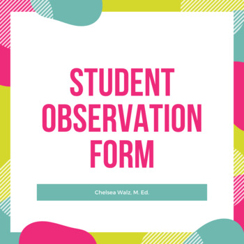 Preview of Student Observation Form
