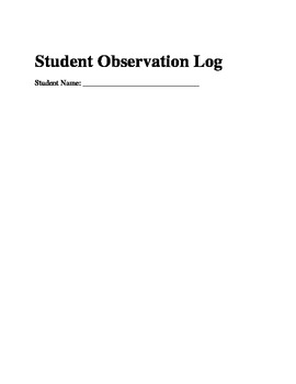 Preview of Student Observation Log