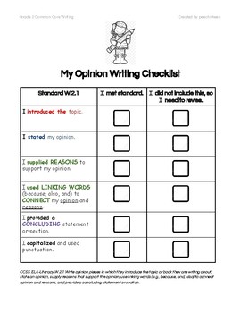 my opinion writing checklist