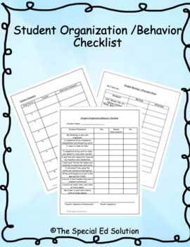Preview of Student Organization/Behavior Checklist