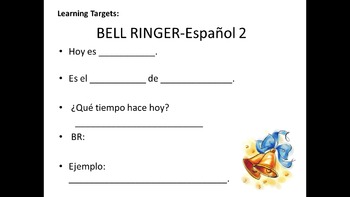 Preview of Student Owned Daily Bell Ringer Template-Spanish
