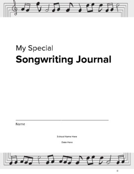 Preview of Student Packet: My Special Songwriting Journal by Northover Music Resources