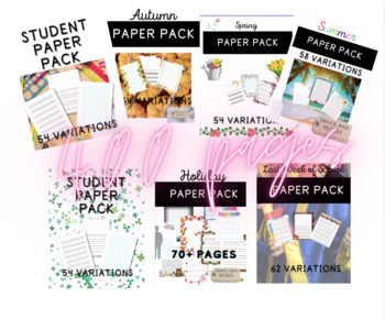 Preview of Student Paper Pack Bundle: Holidays, Spring, Summer, Last Week of School, & More