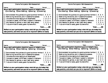 Preview of Student Participation Self Assessment for Drama and Theatre Class