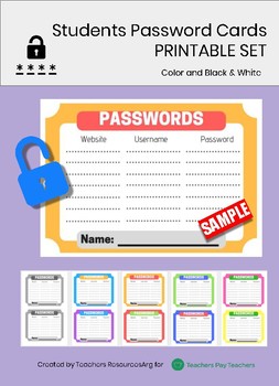 Student Password Cards - Printable set by Code and Play Argentina