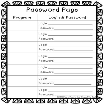 Student Password Page #Distance Learning [Free Today] | TPT