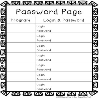 Student Password Page #Distance Learning [Free Today] | TPT