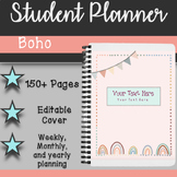 Boho Student Planner Editable Front Cover | Organizational