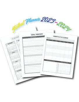Preview of Student Planner 2023-2024, Daily, Weekly, & Monthly Student Planner Pages