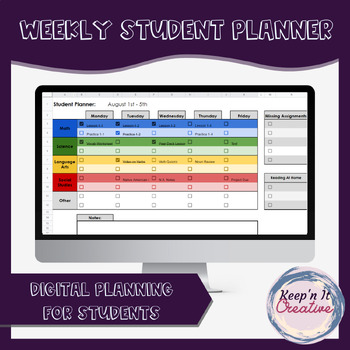 Preview of Digital Weekly Student Planner 2022-2023