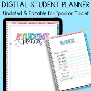 Preview of Student Planner - Digital and Undated - for iPad or Tablet