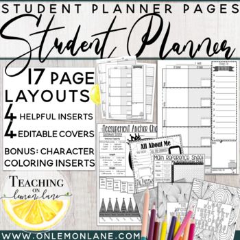 Preview of Student Planner (Editable Covers) Weekly Organizer w/ Reference Charts