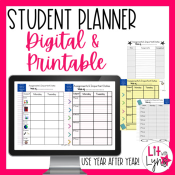 Preview of Student Planner - Multiple Templates - Digital & Printable 