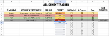 Preview of Student Planner/Organizer 23-24 -- Executive Functioning Support (GoogleSheets)