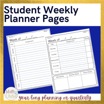 Student Planners -Year Bundle by Math 2 Learn | TPT