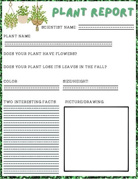 Preview of Student Plant Report