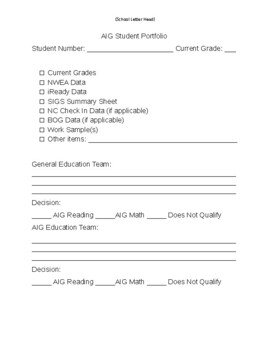 Preview of Student Portfolio Checklist