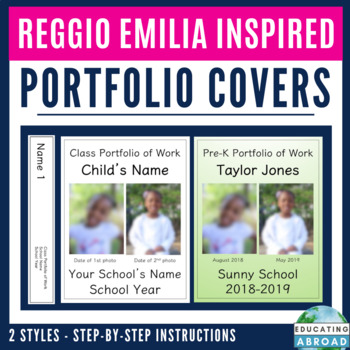Preview of Student Portfolio Cover Template with Beginning and End of Year Photos