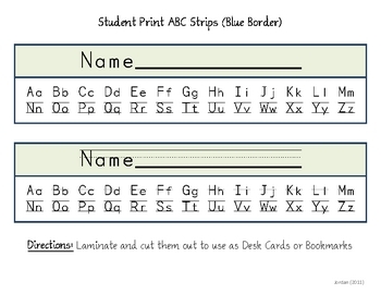 student print alphabet strips by msjordanreads tpt