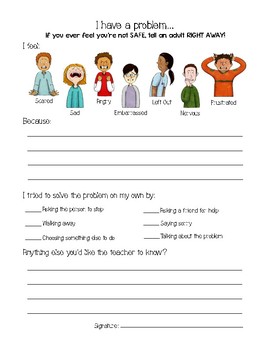 Preview of Student Problem Reporting Sheet - "Tattle Sheet"