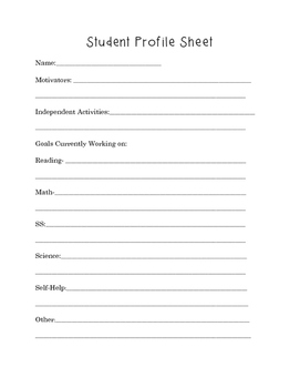 Student Profile Sheet by Especially for Special Education | TPT