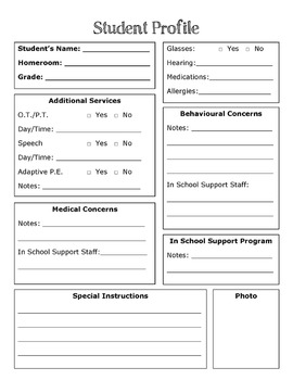 Student Profile Sheets IEP by Love Laughter and Coffee TpT