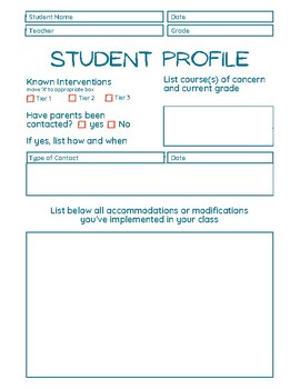 Preview of Student Profile Template