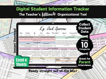 Preview of Student Information Organizer Teachers - Excel & Sheets - Student Profiles
