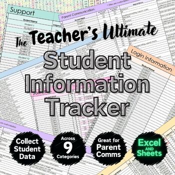 Preview of Student Profile Information Organizer Teacher Template - Excel & Google Sheets