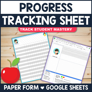 Preview of Student Progress Tracker For Skills & Standards - Google Sheets + Paper Version