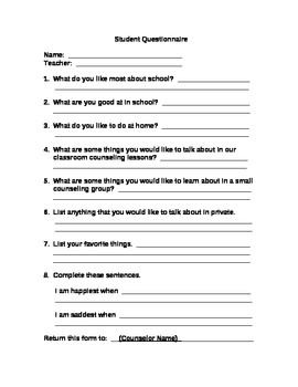 Student Questionnaire by Leah O | TPT