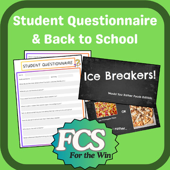 Preview of Student Questionnaire & Culinary Icebreakers - First day/Back to School
