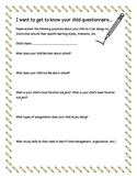 Student Questionnaire for Parents: Get to Know Your Studen